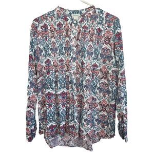 Sundance Catalog Size Large Pintuck Floral Popover Flowy Blouse Top Boho Ad14
